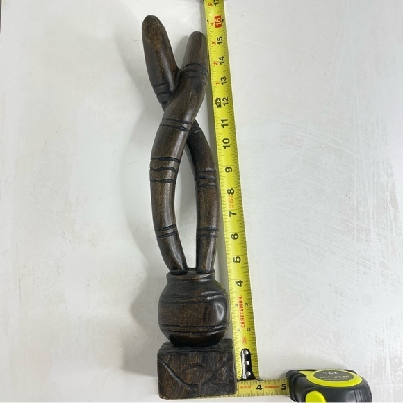 Handmade primitive abstract carved wood sculpture intertwined snake columns - Picture 13 of 16